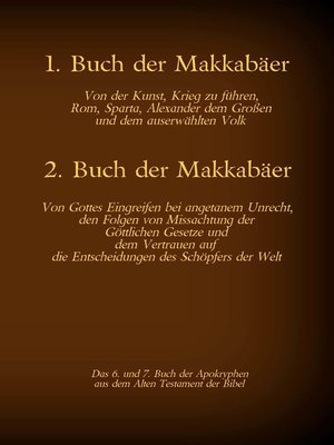 cover image of Das 1. und 2. Buch der Makkabäer, das 6. und 7. Buch der Apokryphen aus der Bibel